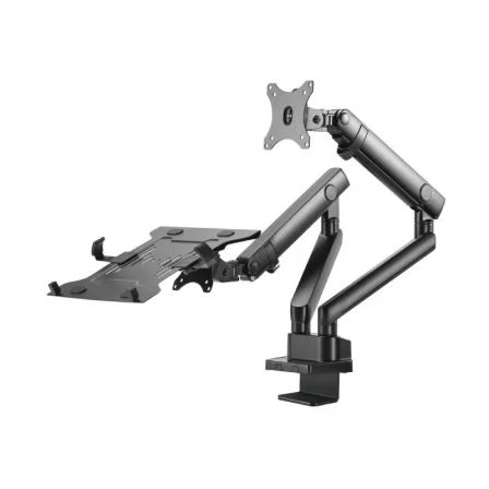 Aisens Soporte de Mesa con Contrapeso Giratorio e Inclinable para Portátil y Monitor de 17 a 32 Pulgadas - Negro